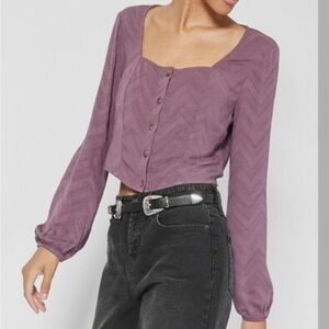 Wild Fable Deep Purple Button-Up Blouse